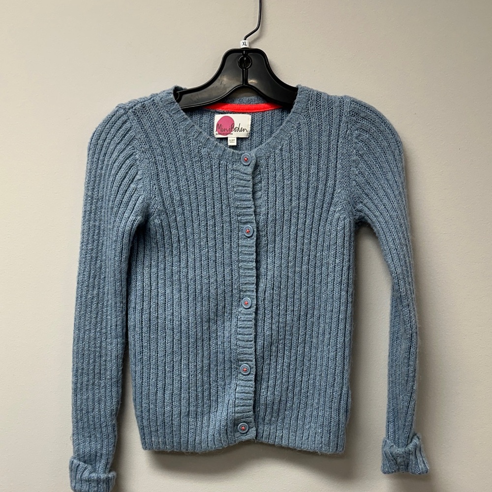 Mini Boden Dusty Blue Ribbed Knit Cardigan